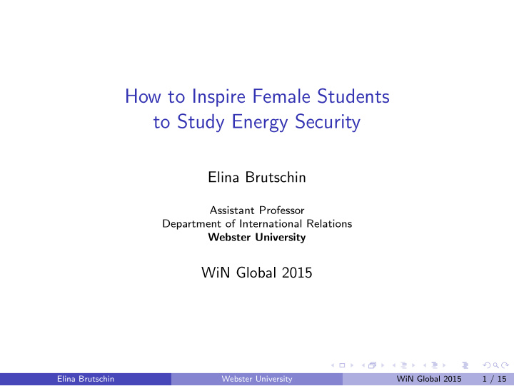 how to inspire female students to study energy security