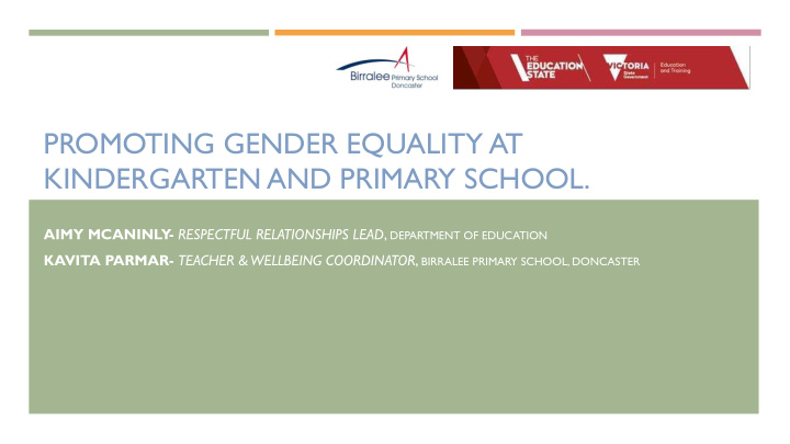 promoting gender equality at kindergarten and primary