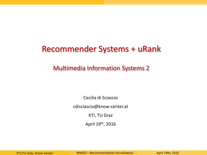 recommender systems urank