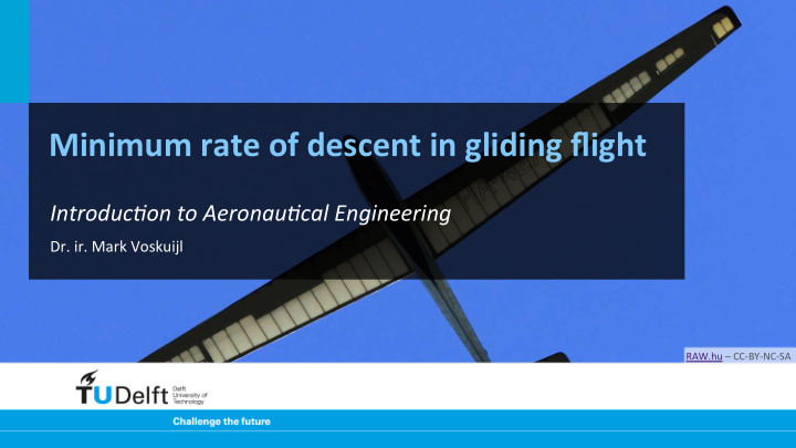 minimum rate of descent in gliding flight