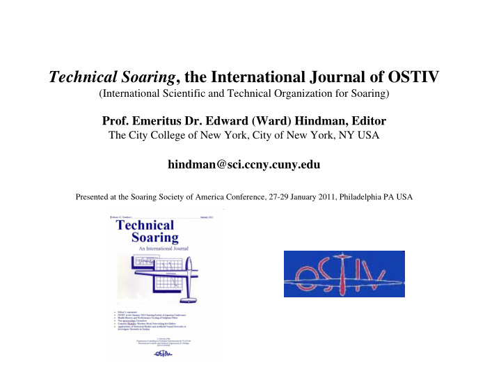 technical soaring the international journal of ostiv