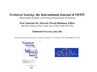 Technical Soaring , the International Journal of OSTIV  (International Scientific and Technical