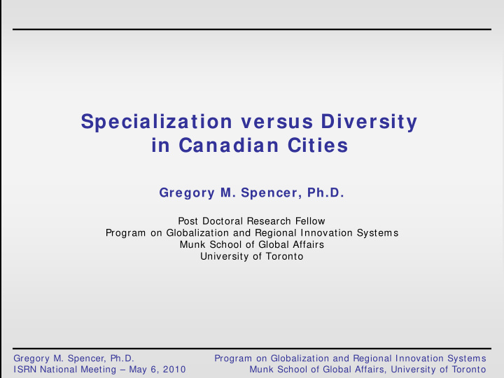 specialization versus diversity in canadian cities