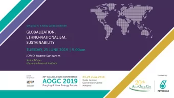 GLOBALIZATION,  ETHNO-NATIONALISM,  SUSTAINABILITY  TUESDAY, 25 JUNE 2019 | 9.00am  JOMO Kwame