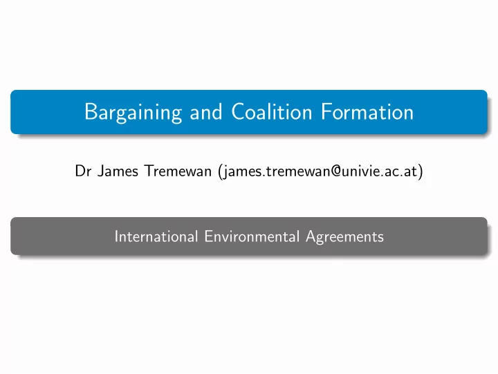 bargaining and coalition formation
