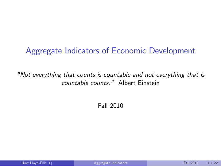 aggregate indicators of economic development