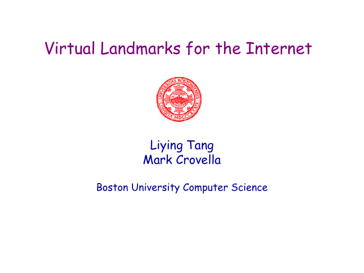 virtual landmarks for the internet