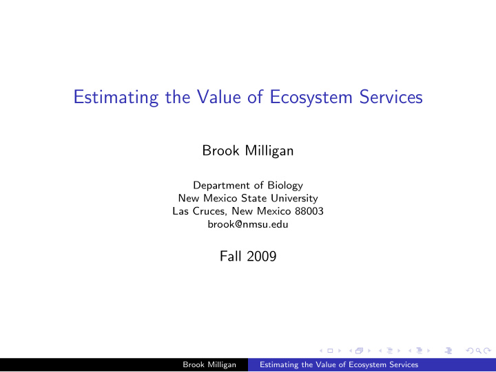 estimating the value of ecosystem services
