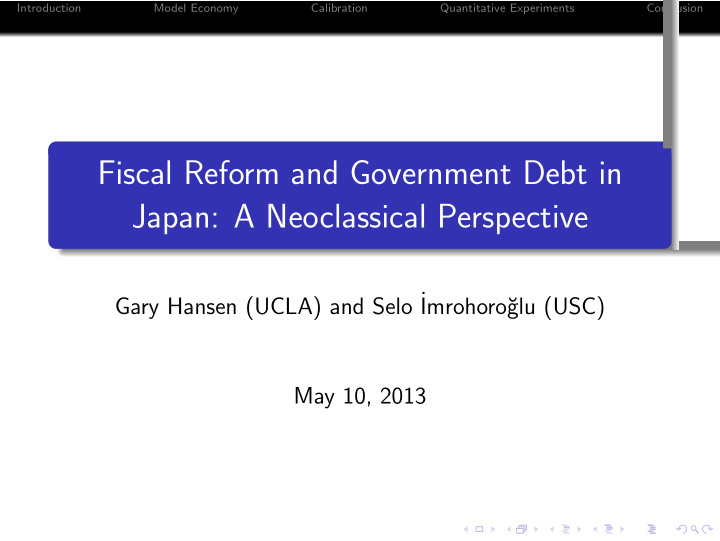 fiscal reform and government debt in japan a neoclassical