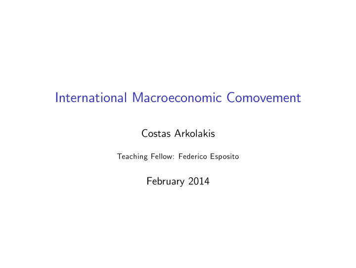international macroeconomic comovement