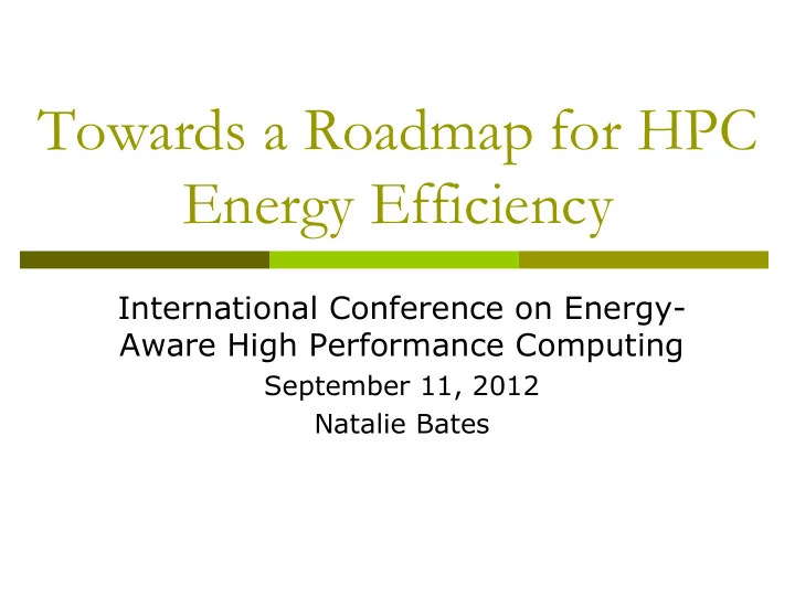 towards a roadmap for hpc
