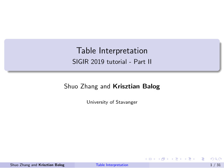 table interpretation