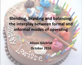 the interplay between formal and  informal modes of operating  Alison Gilchrist  October 2016