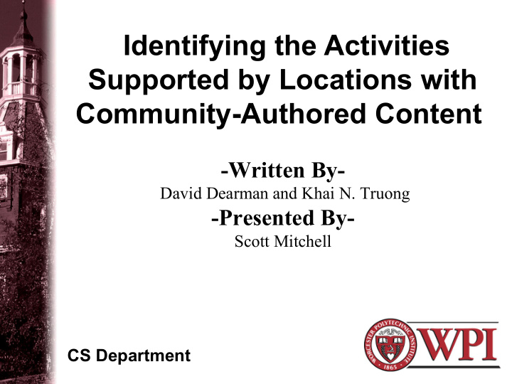 identifying the activities supported by locations with