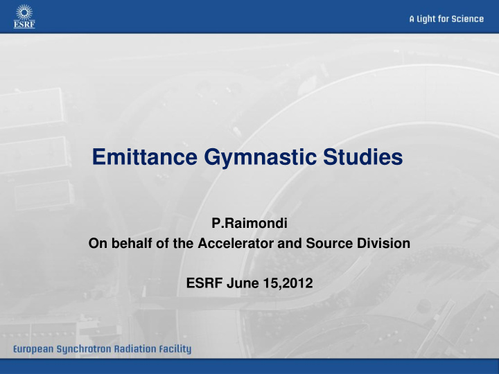 emittance gymnastic studies