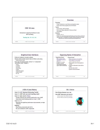 Overview  Roadmap  Today: introduction to Java Windows and graphical output  Future: