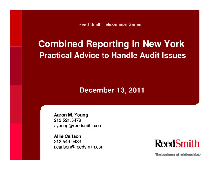 combined reporting in new york