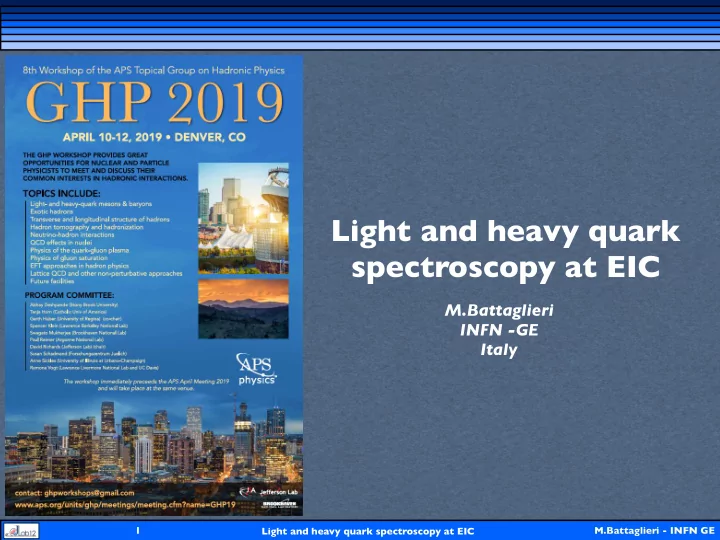 light and heavy quark spectroscopy at eic