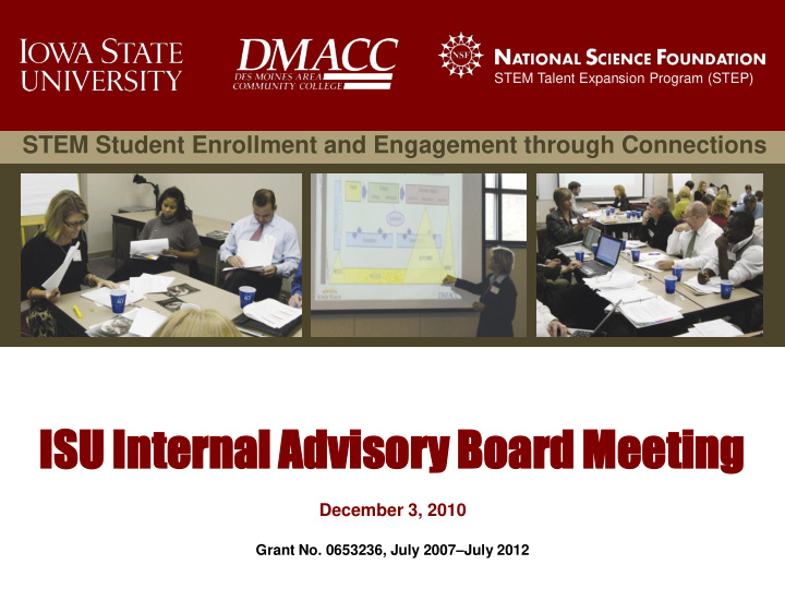 isu inter ernal nal advisory y board rd meeting ing