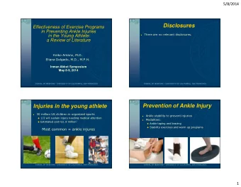 Disclosures  Effectiveness of Exercise Programs  in Preventing Ankle Injuries  in the Young