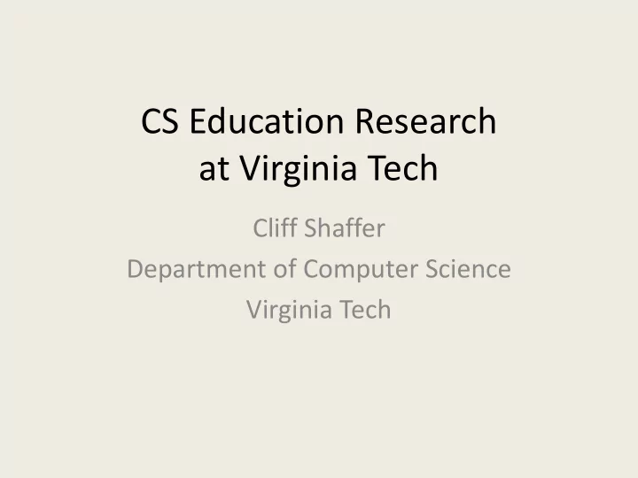 cs education research at virginia tech