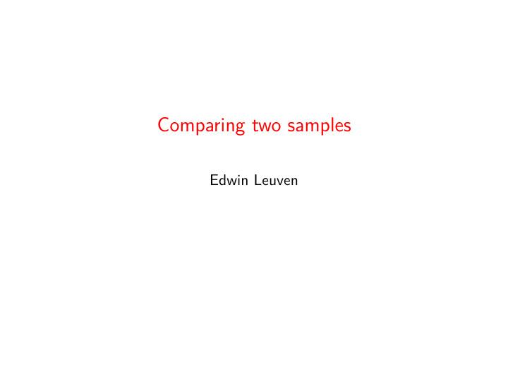 comparing two samples