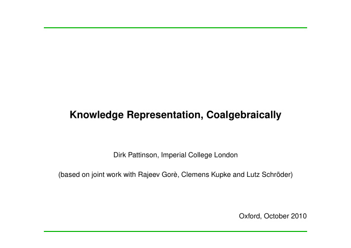 knowledge representation coalgebraically