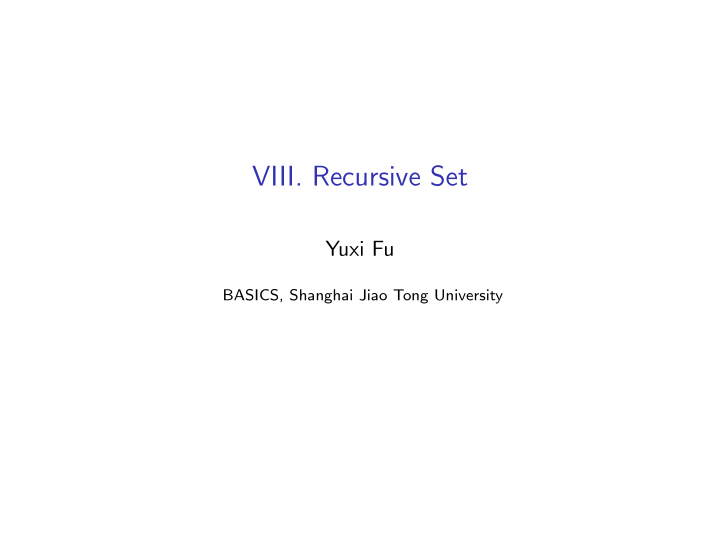 viii recursive set