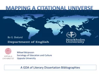 A GDA of Literary Dissertation Bibliographies  Transnational Strategies  in Higher Education