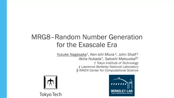 mrg8 random number generation for the exascale era