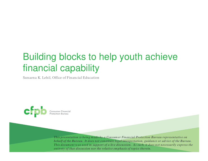 building blocks to help youth achieve financial capability