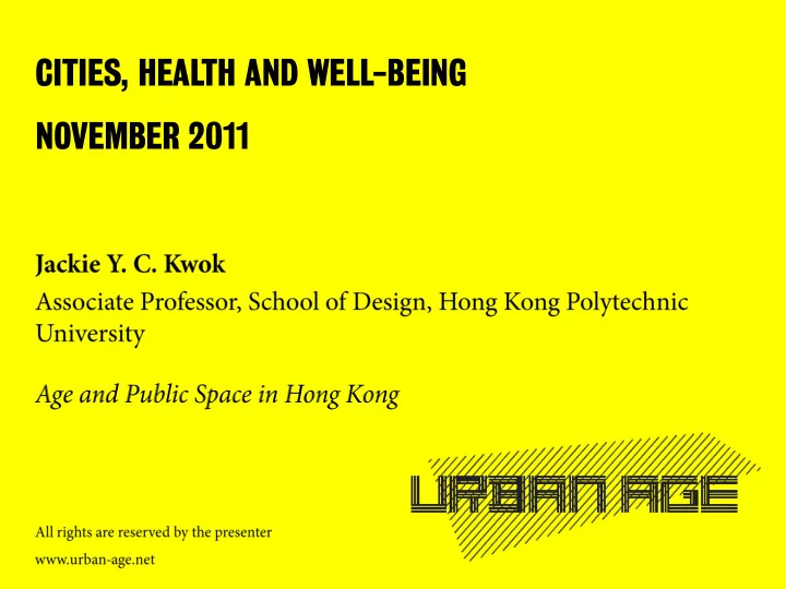 cities health and well being november 2011