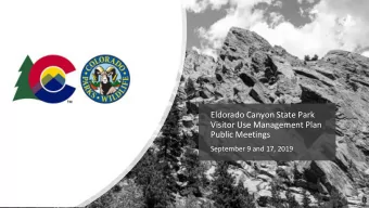 Eldorado Canyon State Park  Visitor Use Management Plan  Public Meetings  September 9 and 17, 2019