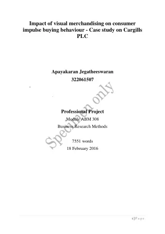 PLC  Apayakaran Jegatheeswaran  322061507  Professional Project  Module ABM 308  Business Research