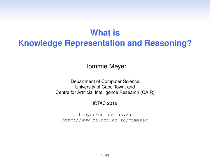 what is knowledge representation and reasoning