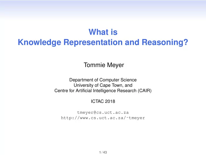 what is knowledge representation and reasoning