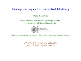 Description Logics for Conceptual Modeling  Diego Calvanese  KRDB Research Centre for Knowledge and