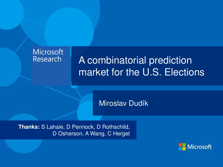 market for the u s elections
