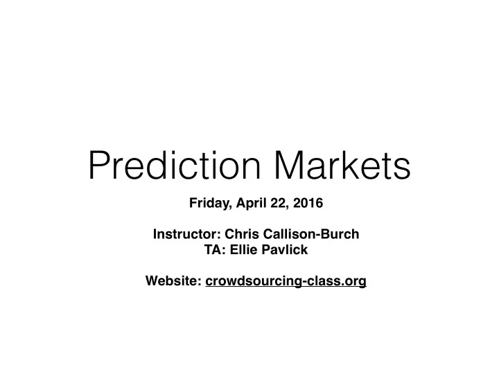 prediction markets