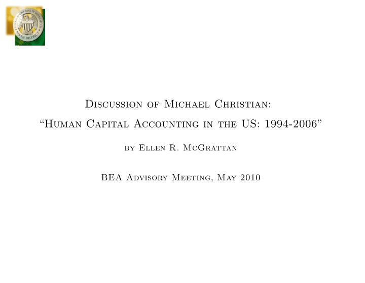 discussion of michael christian human capital accounting