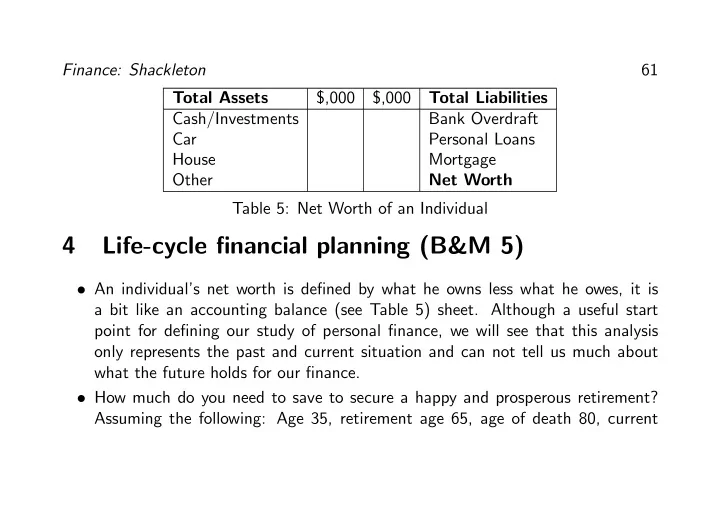 4 life cycle fi nancial planning b m 5