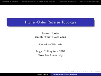 Higher-Order Reverse Topology  James Hunter  (hunter@math.wisc.edu)  University of Wisconsin  Logic