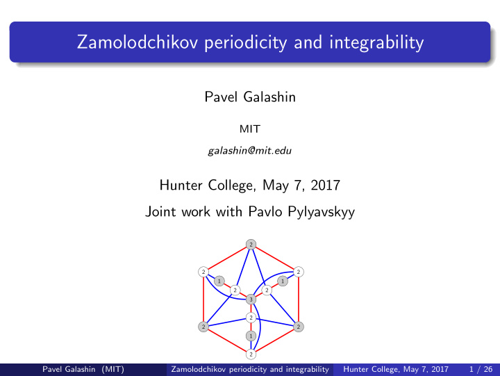 zamolodchikov periodicity and integrability