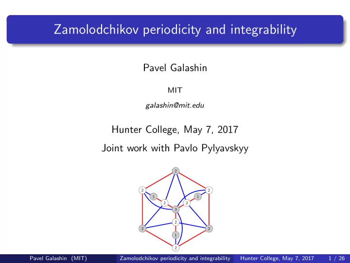 zamolodchikov periodicity and integrability