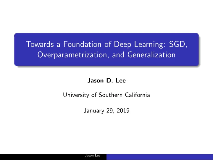 towards a foundation of deep learning sgd