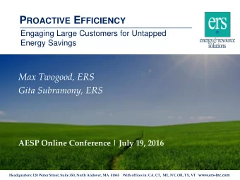 ERS  Engineering firm with 20-year history in  clean energy, energy efficiency, and