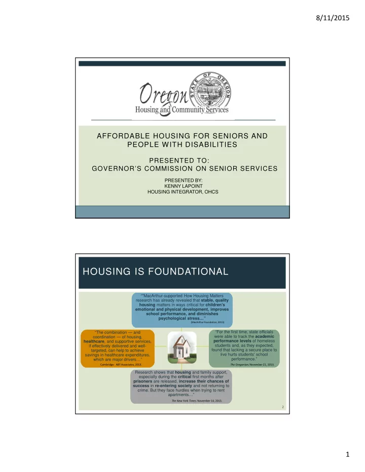 housing is foundational