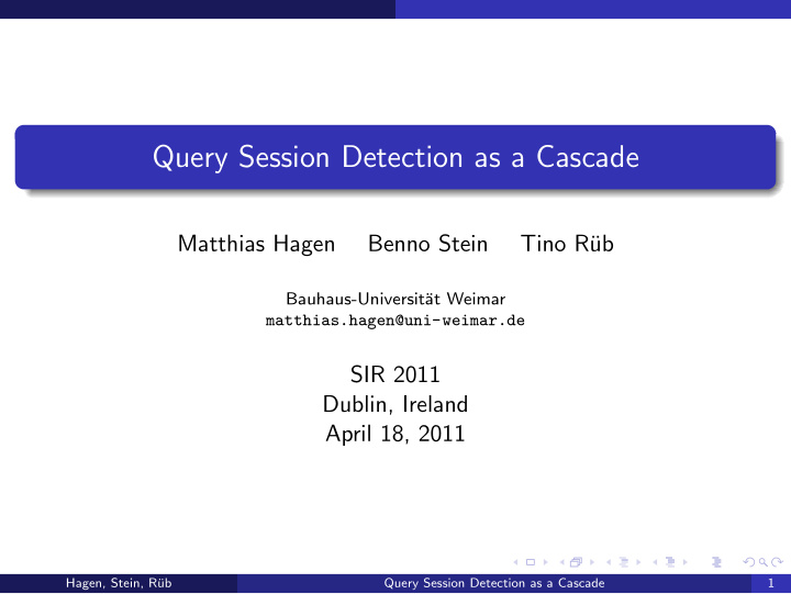 query session detection as a cascade
