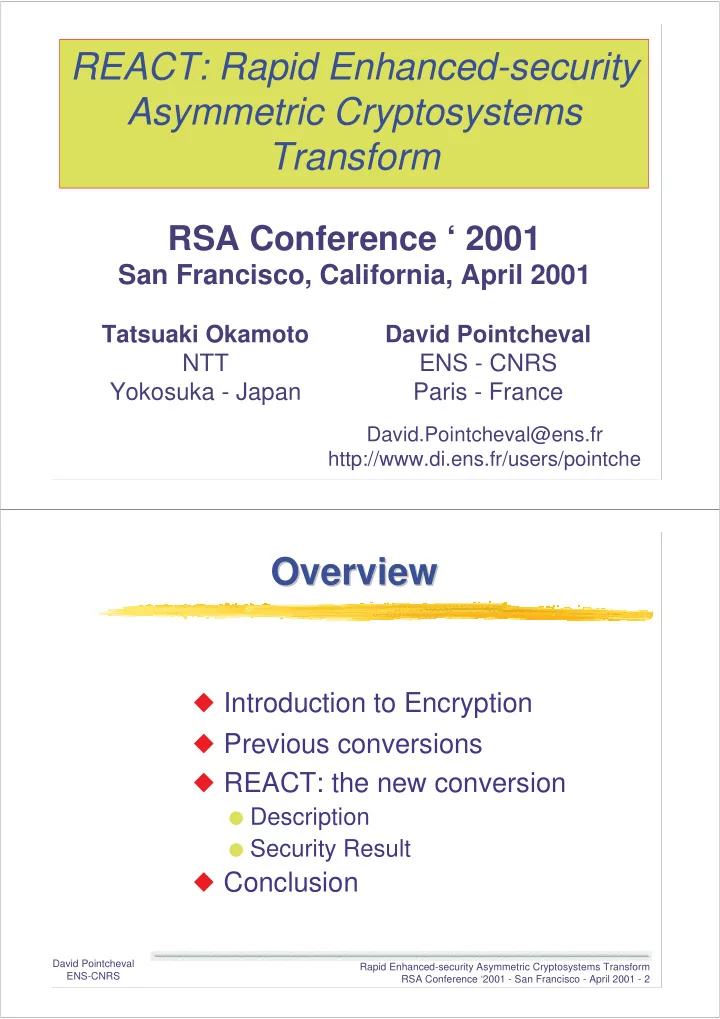 react rapid enhanced security asymmetric cryptosystems