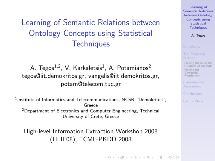 learning of semantic relations between